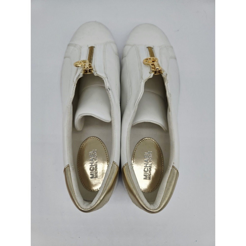 New MICHAEL Michael Kors Women's Keaton Zip-Up Slip-On Pale Gold Sneakers US 9.5 - Picture 4 of 6